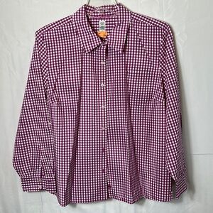 Izod Pink & White Check Long Sleeve Button Down Size 3x Front Pocket